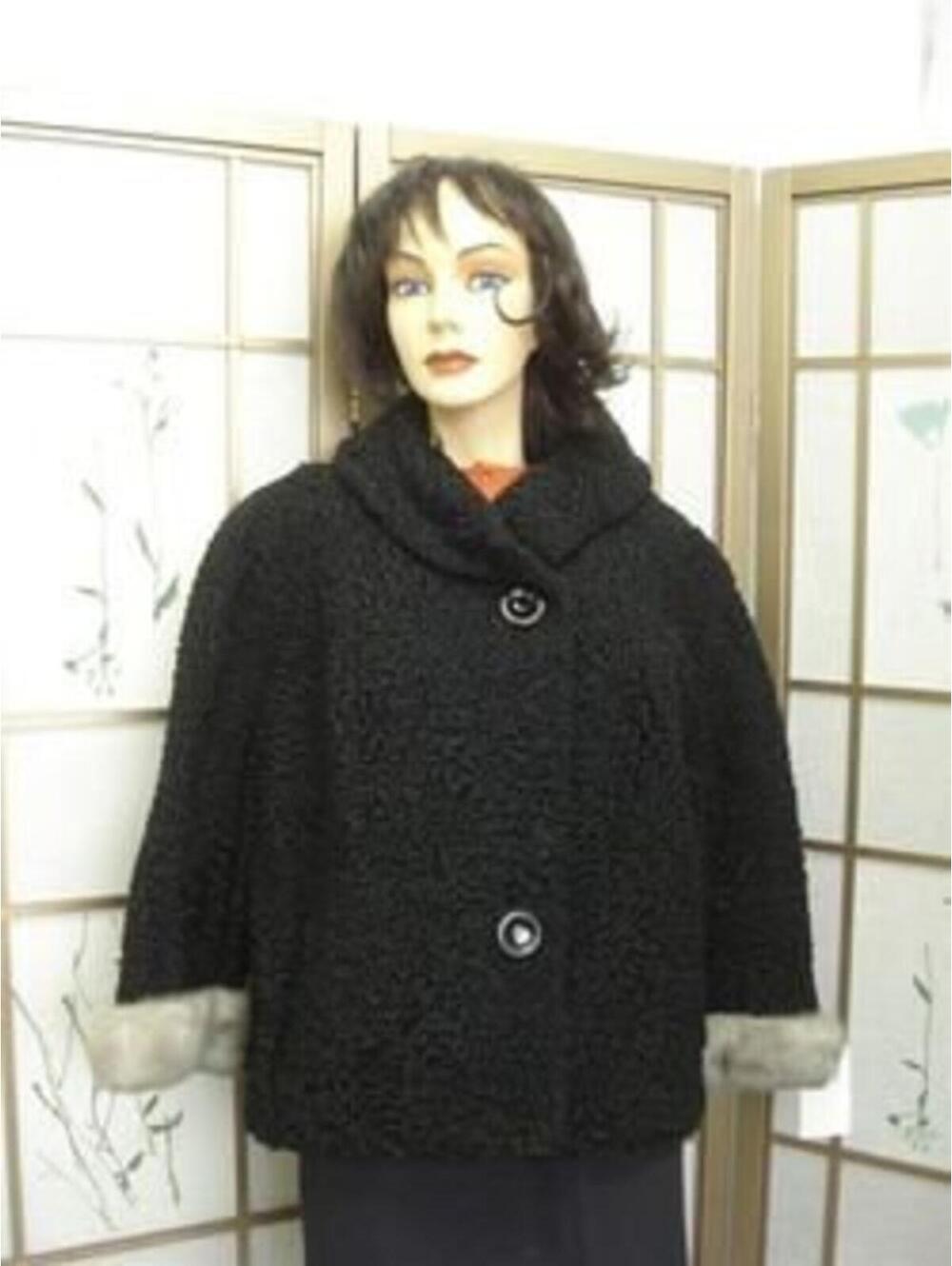 Mint Black Lamb Fur Jacket Women Sz8-10